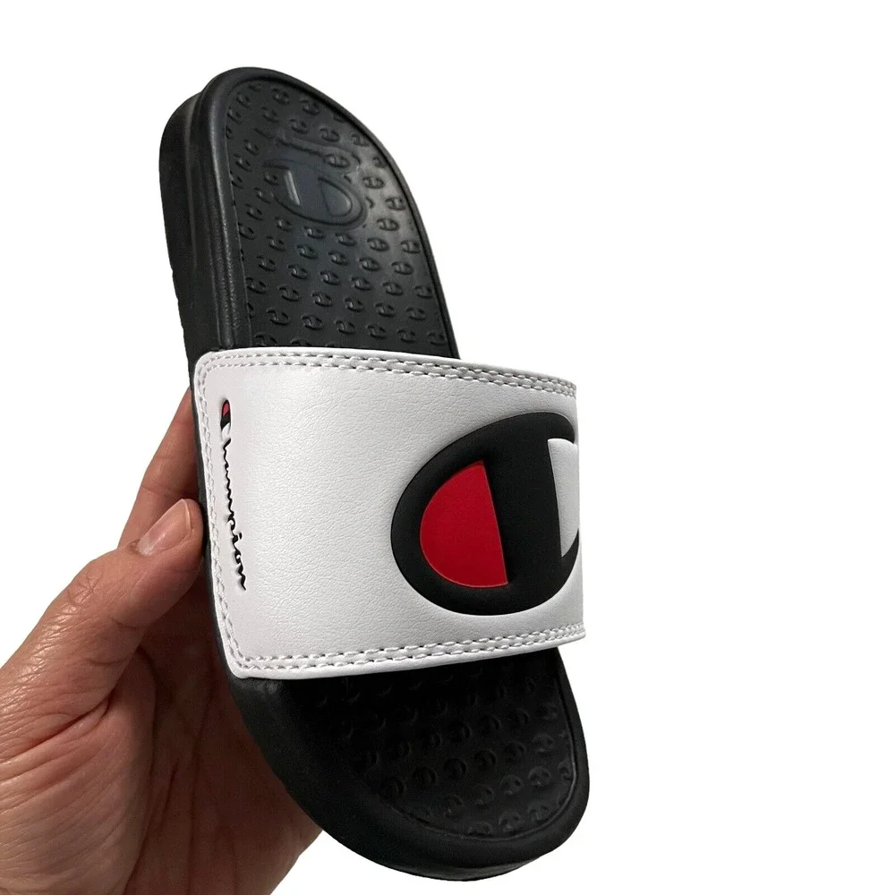Champion Little Boys Girls Slide Sandals Size 13 Black White Lightweight Comfort